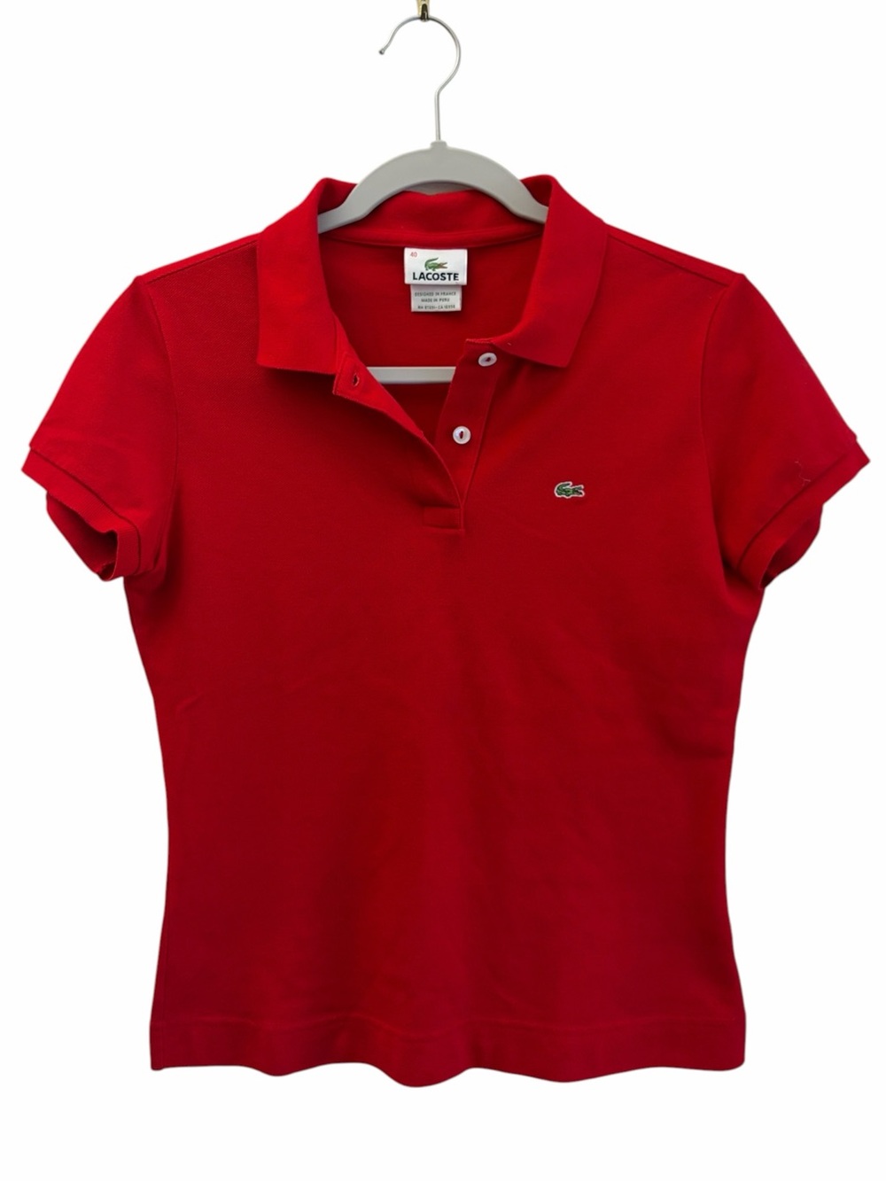 Lacoste Preppy Ruby Red Short Sleeve Polo Size 40 School Y2K Skater